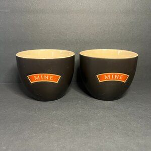 Set of 2 Baileys Irish Cream Black Ceramic 'Mine' Dessert Coffee Mugs Cups 2.75"